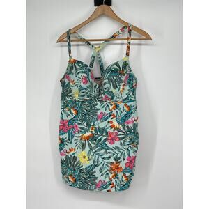 Caique‎ Swimsuit Tankini Top Size 40D Tropical Floral Vacation Resort